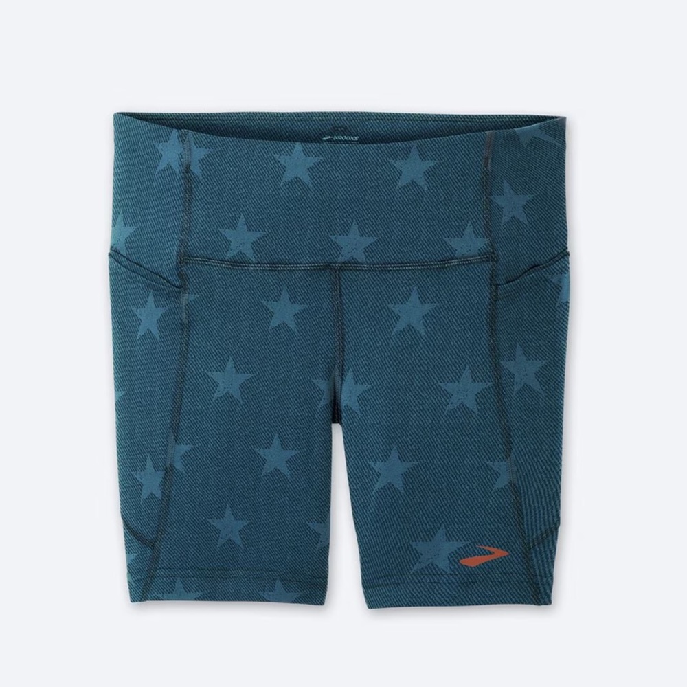 Brooks Moment 5" Short Tight - Denim/Run USA